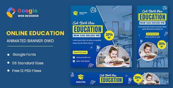 Education Study HTML5 Banner Ads GWD