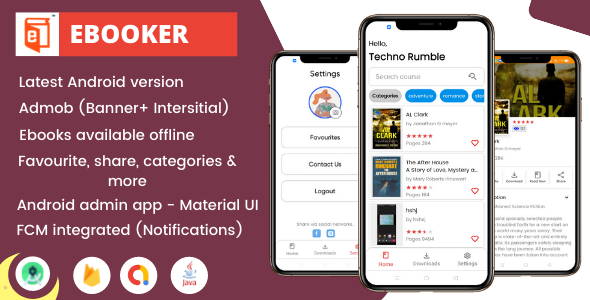 Ebooker - Android Ebooks App (PDF, Firebase, Material Design, Admin Panel, Admob, FCM)