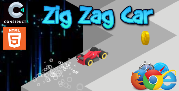 Zig Zag Car - HTML5 Mobile Game (Construct 3)