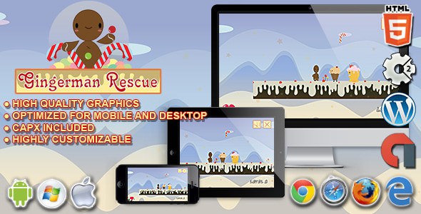 Gingerman Rescue - HTML5 Construct 2 Platform Game