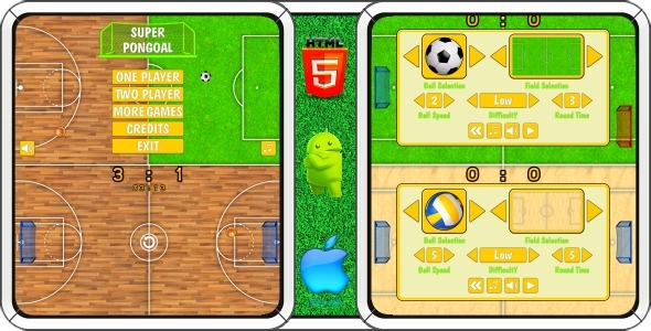 Super PonGoal - HTML5 Mobile Game (Construct 3 | Construct 2 | Capx)