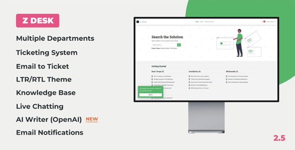 Z Desk - Support Tickets System with Knowledge Base and FAQs