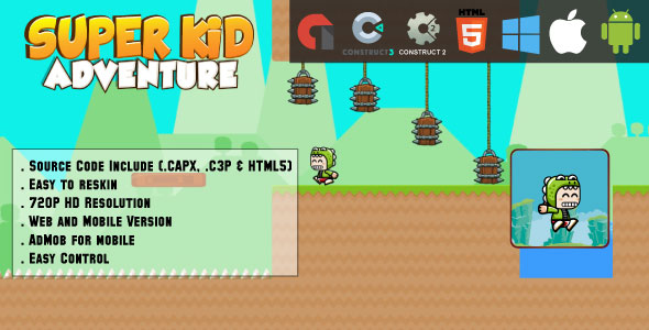 Super Kid Adventure - HTML5 Game - Web & Mobile + AdMob (CAPX, C3p and HTML5)