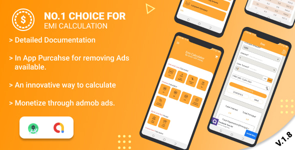 EMI & Financial Calculator - Loan, SIP, GST, Home Loan, AdMob Ads | Android Finance App