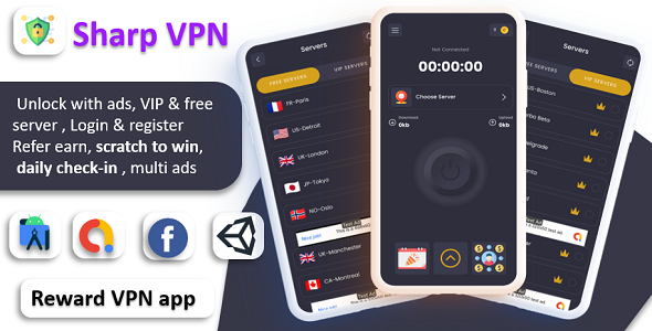 Sharp VPN App - VPN App | VPN Daily check-in & Secure VPN | Tic-Tac Scratch card VPN | with Reward