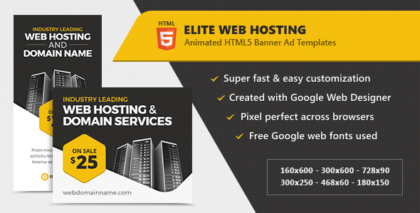 Elite Web Hosting Banner Ads - HTML5 Animated