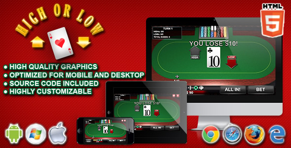 High or Low - HTML5 Casino Game