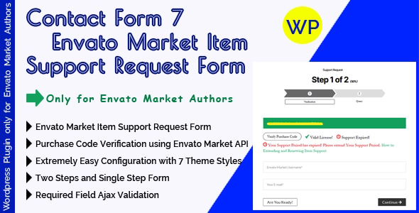 CF7 Envato Market Item Support Request Form - Contact Form 7 Form With Purchase Code Verification