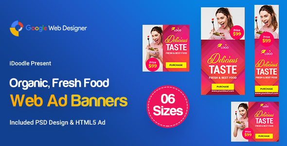 C56 - Organic, Fresh Food Banners GWD & PSD