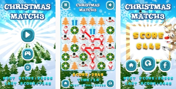 Christmas Match3 - HTML5 Game + Android + AdMob (Construct 3 | Construct 2 | Capx)