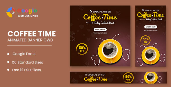 Coffee Animated Banner Google Web Designer