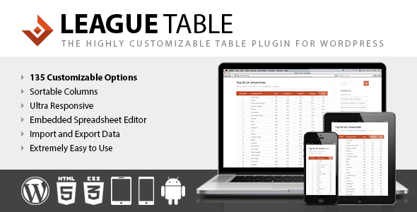 League Table - Table Plugin for WordPress