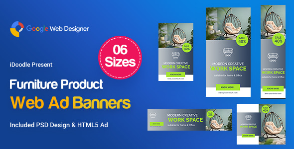 Furniture Product Banners HTML5 D44 Ad - GWD & PSD