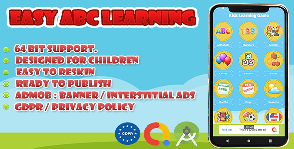 EASY ABC LEARNING GAME FOR KIDS : PUSH NOTIFICATION