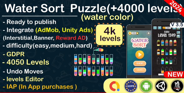 Water Sort Puzzle, liquid sorting (complete unity game +AdMob)