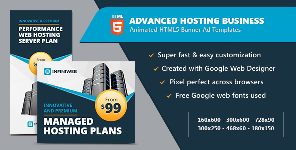 Advanced Hosting Business Banners - HTML5 Animated GWD