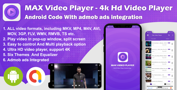 Android Max Player - 4k HD Video Player with Admob Ads (version-2)