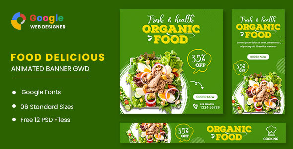 Organic Food Animated Banner GWD