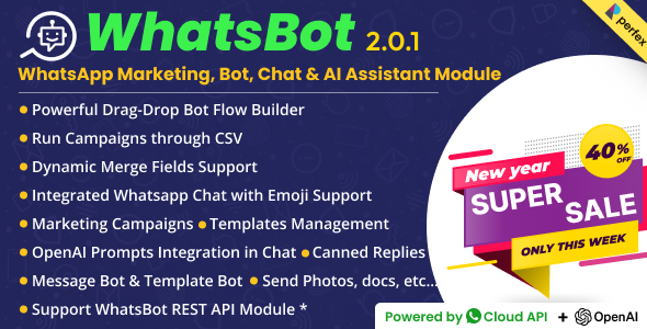 WhatsBot - WhatsApp Marketing, Bot, Chat & AI Personal Assistant Module for Perfex CRM