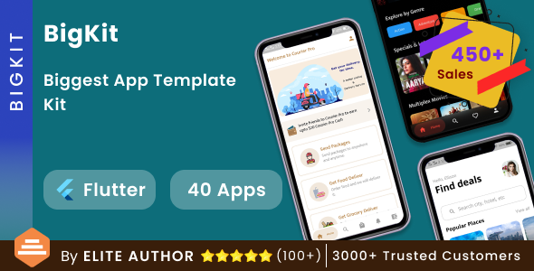 Flutter UI Kit | BigKit - Biggest Flutter App Template Kit - 40 Apps