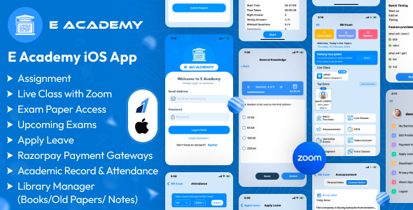 E-Academy - Online Classes / Institute / Tuition And Course Management (iOS App + Admin Panel)