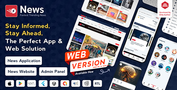 News App and Web -Flutter News App for Android and IOS App | News Website with Admin panel