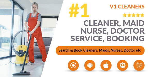 Cleaning Services App to Search & Book Cleaners Online Booking System Maid Nurse Doctor React Native