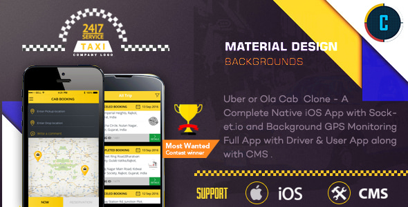 Taxi Booking App - A Complete Clone of UBER with User,Driver & Bacend CMS Coded with Native iOS