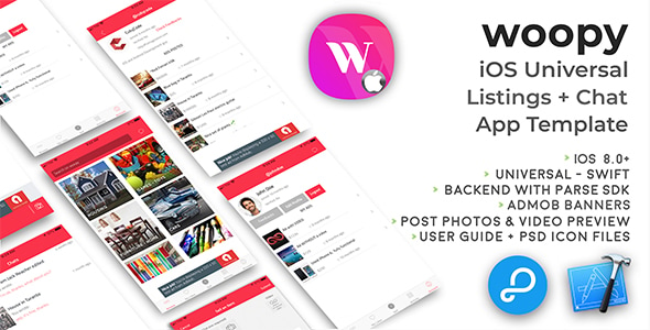 woopy | iOS Universal Listings + Chat App Template (Swift)