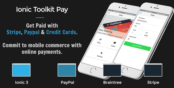 Ionic 3 Toolkit Pay Personal Edition - Get Paid with Stripe, Paypal & Credit Cards