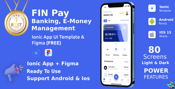 FinPay App ANDROID + IOS + FIGMA | UI Kit | Ionic | Banking, E-Money Management