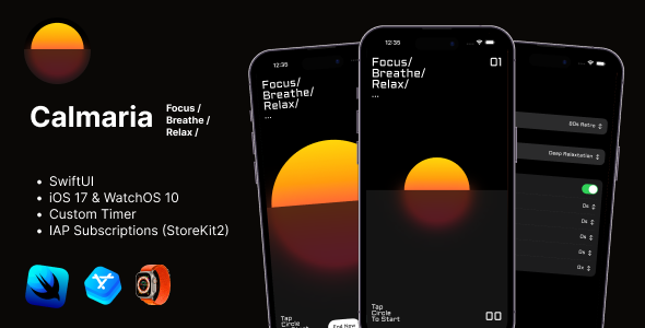 Calmaria app - SwiftUI Full application (iOS, WatchOS)