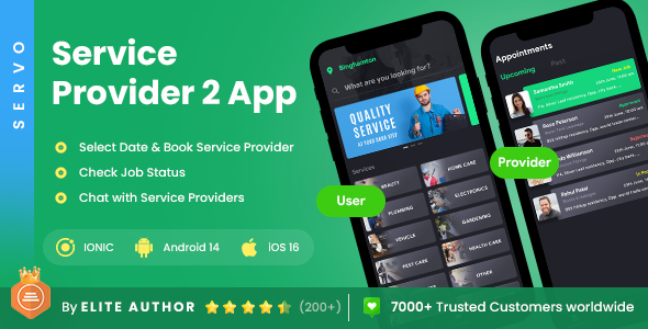 4 App Template| Home Services Finder| Home Services Provider| Multi House Services Booking | Servall