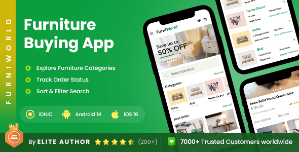 2 App Template| Online Furniture Selling App Buying App | Furniture eCommerce App| Furniworld