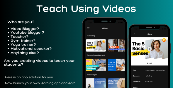 Teach via video iOS app with admin panel-- Perfect solution for teachers and video bloggers to earn