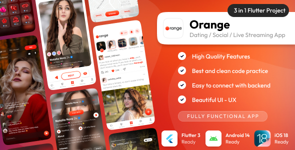 Orange - Dating app with Livestream, Chat, Gifts, Payouts : Flutter - Laravel : Full App