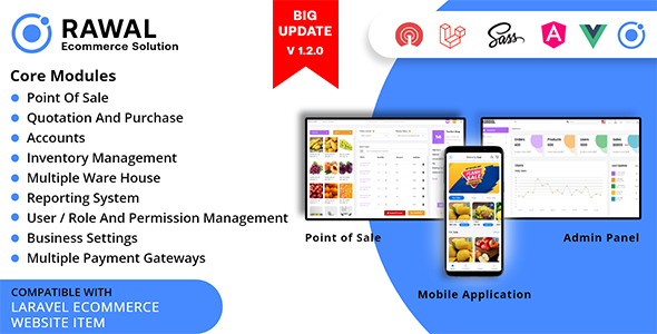 Rawal – Ionic & Laravel Ecommerce Solution with POS for Single & Multiple Location Business Brand