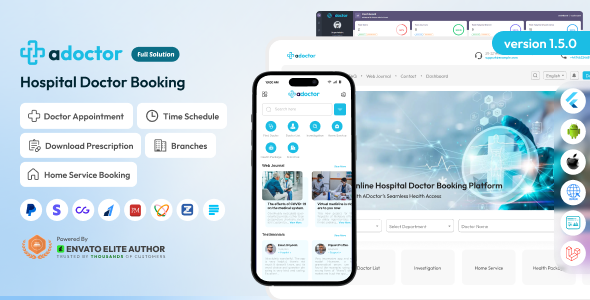 ADoctor - Hospital Doctor Booking Android and iOS App | Website | Admin Panel