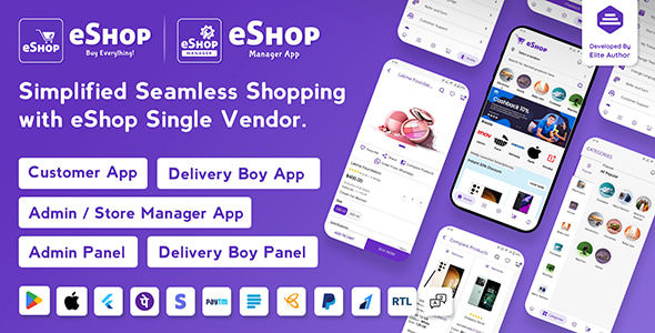 eShop- eCommerce Single Vendor App | Shopping eCommerce App with Flutter