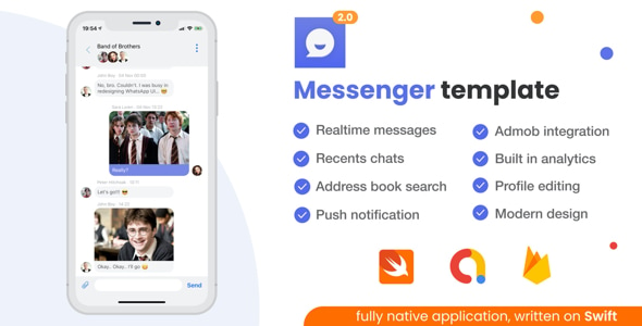 iOS Messenger Template v2 + Firebase Firestore + AdMob