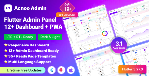 Acnoo Admin - Flutter Admin Panel Dashboard with PWA