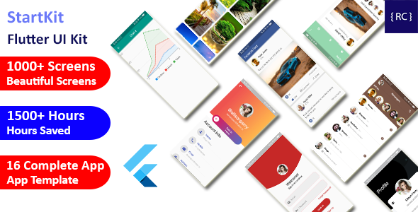 16 App UI | Flutter 3 UI Kit - StartKit | UI Component | Flutter Material Widget | Integration