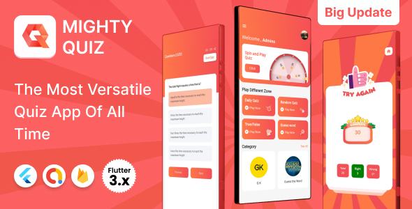 MightyQuiz: Flutter Online Quiz App with Firebase Backend + Admin Panel