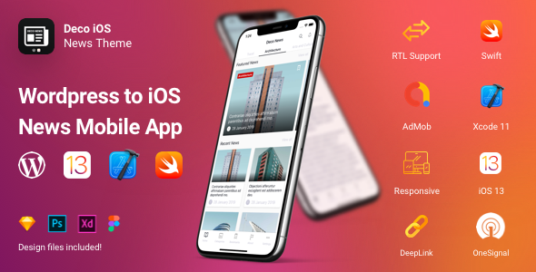 Deco News - iOS Mobile App for Wordpress - Swift, Xcode