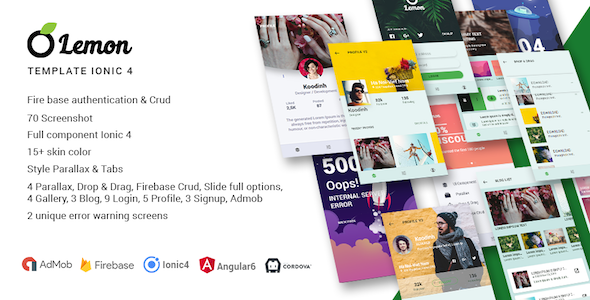 Lemon - Ionic 4 Full Multiple Purpose Theme and Firebase CRUD