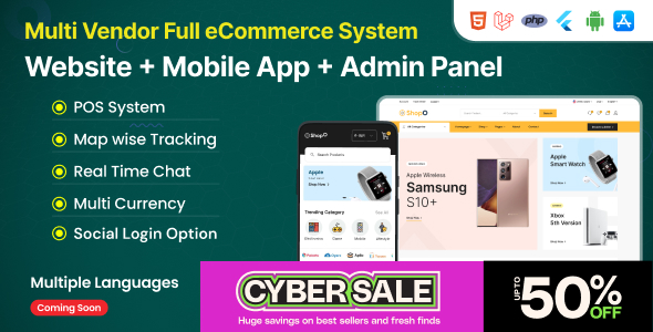 Shopo eCommerce - Multivendor eCommerce Flutter App with Admin Panel, Website & PWA