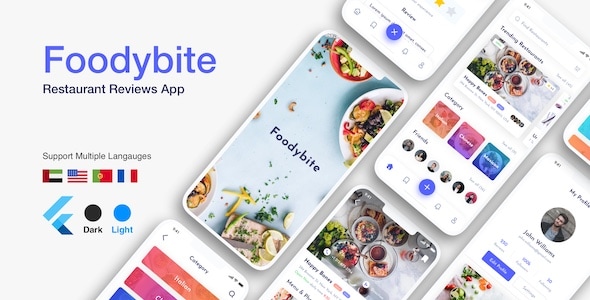 Flutter Foodybite: Restaurant reviews app UI