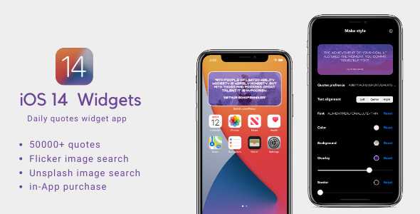 iOS14 widget Quote app with in app purchase