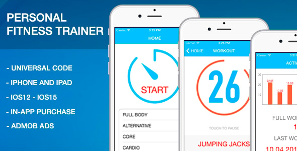 Personal Fitness Trainer (7 minutes) - Full App Source Code