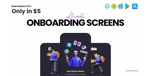 Cross-Platform React Native Onboarding Startup App Template for Android and iOS